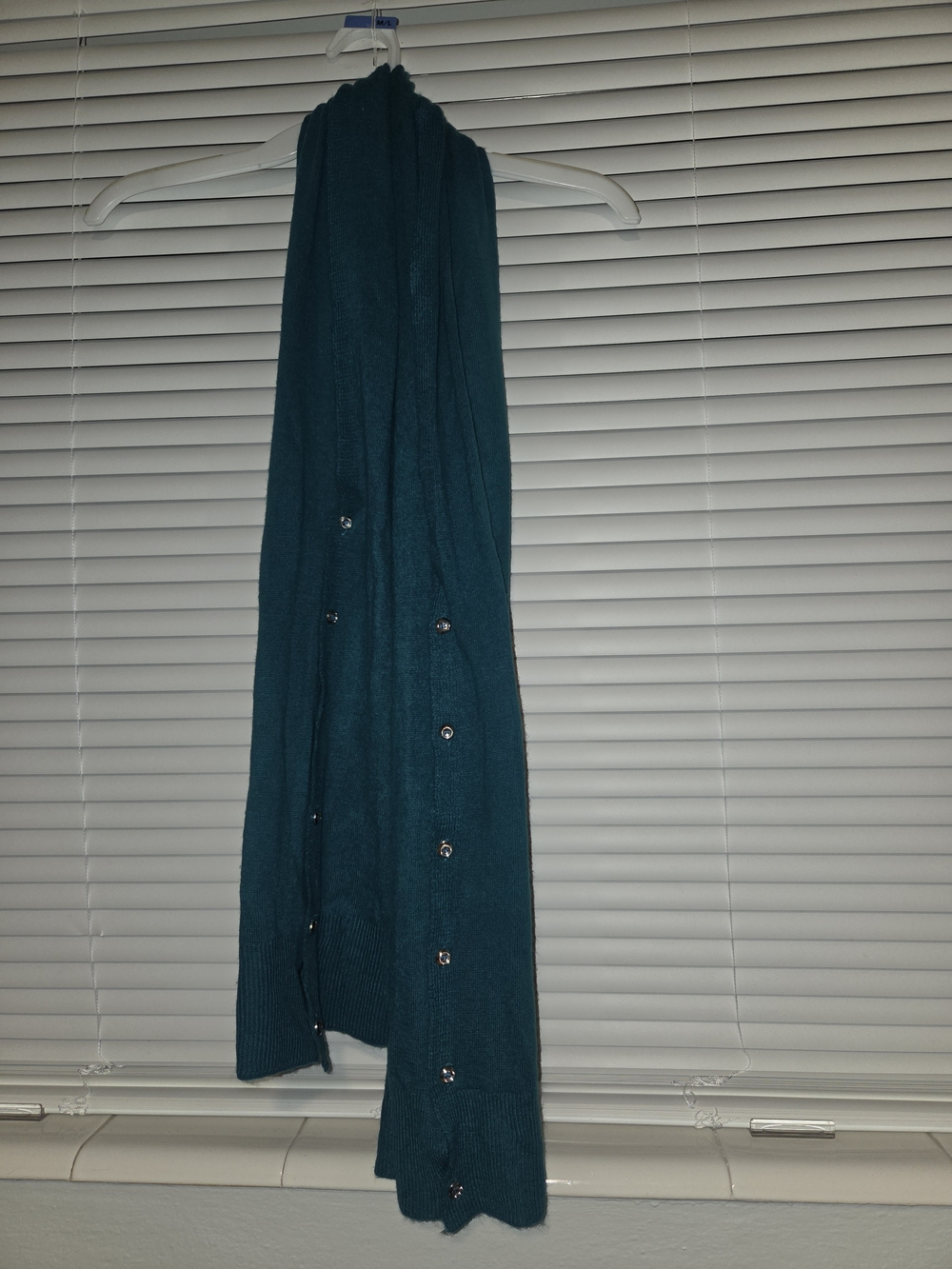 Teal Button-Accent Knit Scarf - Women's Accessory